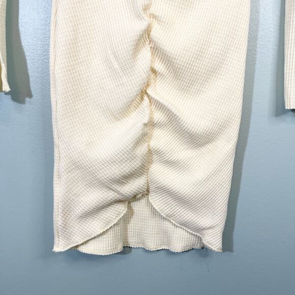 Staple & Hue Women's Cream Ruched Long Sleeve Knit Bodycon Mini Dress Small NWT - Picture 7 of 9